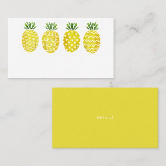 かわいい水色パイナップルミックスパターンサマー プレイスカード (正面/裏面)