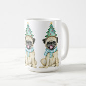 かわいい水色パグクリスマスパグ コーヒーマグカップ (正面右)