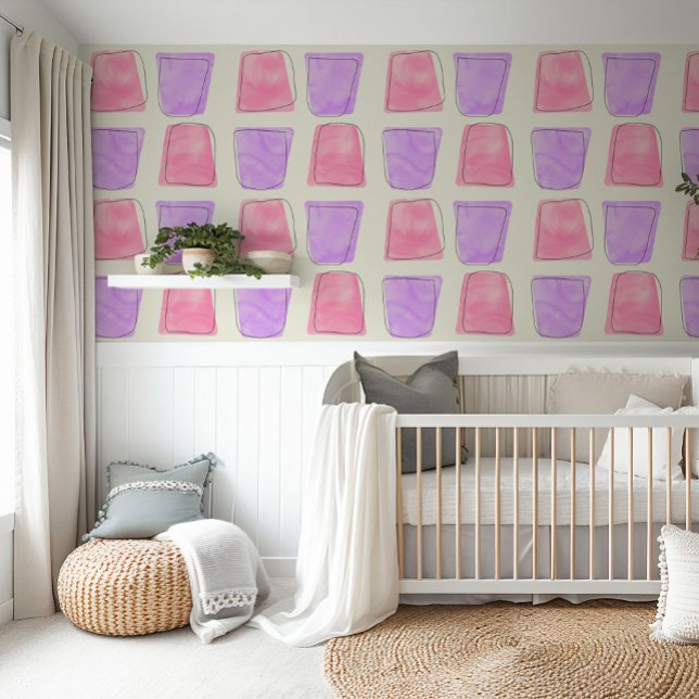 かわいい水色パステルピンク&パープル子供部屋 壁紙 (クリエイターアップロード済み)