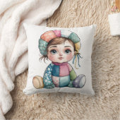 かわいい水色パッチワークベビー雪女 クッション (ブランケット)