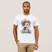 かわいい水色パッチワークベビー雪女 Tシャツ (正面フル)