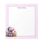 かわいい水色ヒッポ ノートパッド (正面)