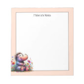 かわいい水色ヒッポ ノートパッド (正面)