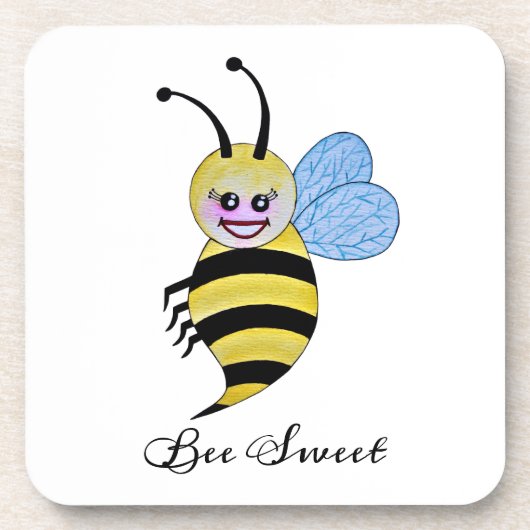 かわいい水色ビーとハッピースマイル コースター (正面)