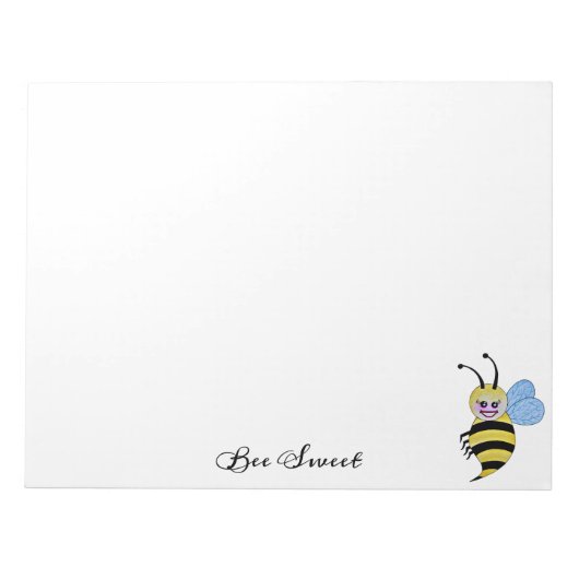 かわいい水色ビーとハッピースマイル ノートパッド (正面)