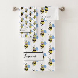 かわいい水色ビーとハッピースマイル バスタオルセット