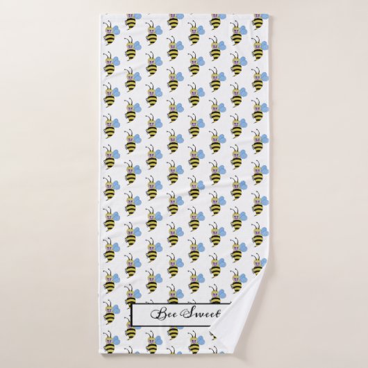 かわいい水色ビーとハッピースマイル バスタオル (バスタオル)