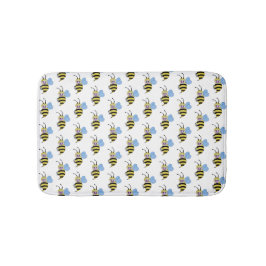 かわいい水色ビーとハッピースマイル バスマット