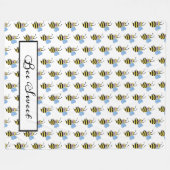 かわいい水色ビーとハッピースマイル フリースブランケット (正面(横))