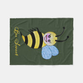 かわいい水色ビーとハッピースマイル フリースブランケット (正面(横))