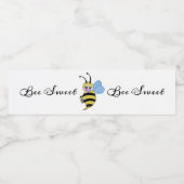 かわいい水色ビーとハッピースマイル ペットボトルラベル (シングルラベル)