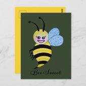 かわいい水色ビーとハッピースマイル ポストカード (正面/裏面)