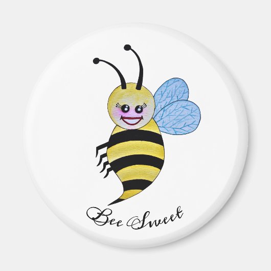 かわいい水色ビーとハッピースマイル マグネット (正面)