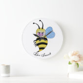 かわいい水色ビーとハッピースマイル ラージ壁時計 (ホーム)