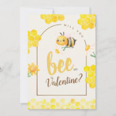 かわいい水色ビー&ハニカムバレンタインデー シーズンカード (正面)