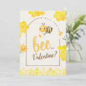 かわいい水色ビー&ハニカムバレンタインデー シーズンカード (スタンド正面)