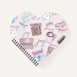 かわいい水色ピンクのクリスマス ノートブック