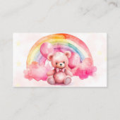 かわいい水色ピンクのテディベアおむつラッフル 名刺 (裏面)