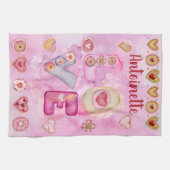 かわいい水色ピンクのバレンタインキッチンタオル キッチンタオル (横)