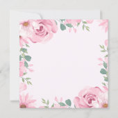 かわいい水色ピンクのフローラ結婚式の日付を保存 (裏面)