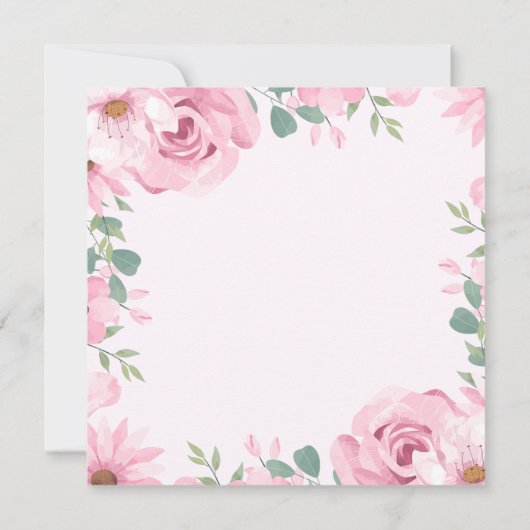 かわいい水色ピンクのフローラ結婚式の日付を保存 (裏面)