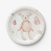 かわいい水色ピンクのベビーガールのおもちゃ ペーパープレート (正面)