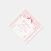 かわいい水色ピンクのリボン赤ちゃん女の子シャワー スタンダードカクテルナプキン (角)