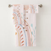 かわいい水色ピンクのレインボーキッズ バスタオルセット (インサイチュ)