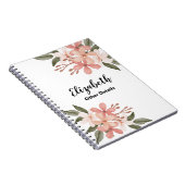 かわいい水色ピンクの元気な植物パーソナライズされた ノートブック (右側)