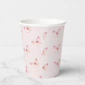 かわいい水色ピンクの蝶 紙コップ (右)