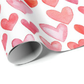 かわいい水色ピンクの赤いハートバレンタイン愛 ラッピングペーパー (ロールコーナー)