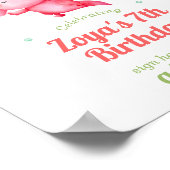 かわいい水色ピンクのAxolotl誕生日署名 ポスター (角)