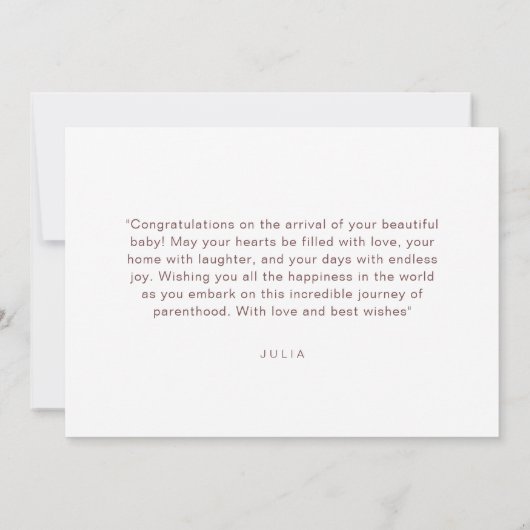 かわいい水色ピンクテディベアウェルカムベビー カード (裏面)