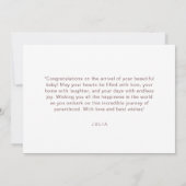 かわいい水色ピンクバニーモダンウェルカムベビー カード (裏面)