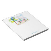 かわいい水色ピンクビーチハウスノートパッド ノートパッド (アングル)