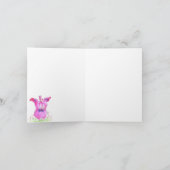 かわいい水色ピンクピッグハローグリーティングカード サンキューカード (内部)