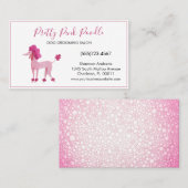 かわいい水色ピンクプードルドッググルーミングサービス 名刺 (正面/裏面)