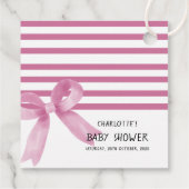 かわいい水色ピンクボウ赤ちゃんシャワー フェイバータグ (裏面)