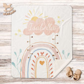 かわいい水色ピンクレインボーベビー シェルパブランケット