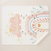 かわいい水色ピンクレインボーベビー シェルパブランケット (正面(横))