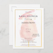 かわいい水色ピンク綿キャンディーベビーシャワー インビテーションポストカード (正面/裏面)