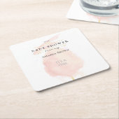 かわいい水色ピンク綿キャンディーベビーシャワー スクエアペーパーコースター (アングル)