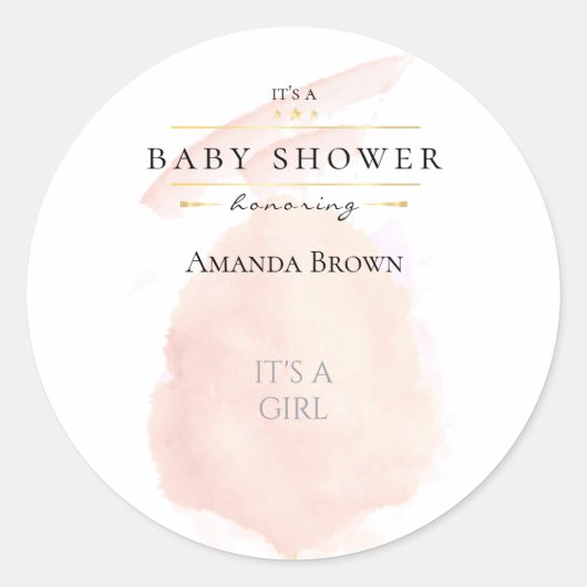 かわいい水色ピンク綿キャンディーベビーシャワー ラウンドシール (正面)