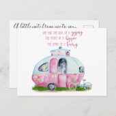 かわいい水色ピンク&ホワイトレトロヴィンテージグラマー ポストカード (正面/裏面)