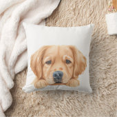 かわいい水色ピーキングゴールデンパーソナライズされた クッション (ブランケット)