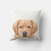 かわいい水色ピーキングゴールデンパーソナライズされた クッション (裏面)