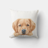 かわいい水色ピーキングゴールデンパーソナライズされた クッション (正面)