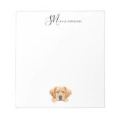 かわいい水色ピーキングゴールデンパーソナライズされた ノートパッド (正面)