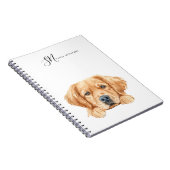 かわいい水色ピーキングゴールデンパーソナライズされた ノートブック (右側)