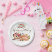 かわいい水色フォックスベビー誕生日パーティー ペーパープレート (パーティー)